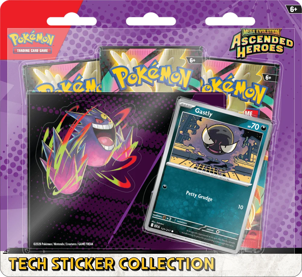 Pokemon - Mega Evolution - Ascended Heroes - Gastly - Tech Sticker Collection Blister