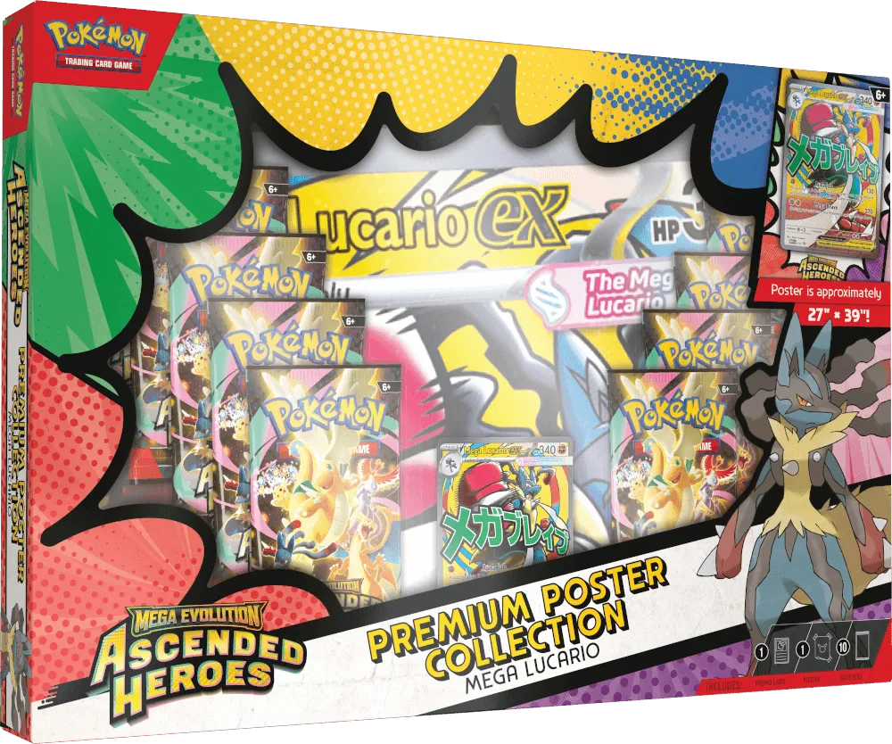 Pokemon Mega Evolution - Ascended Heroes - Mega Lucario - Premium Poster Collection Box