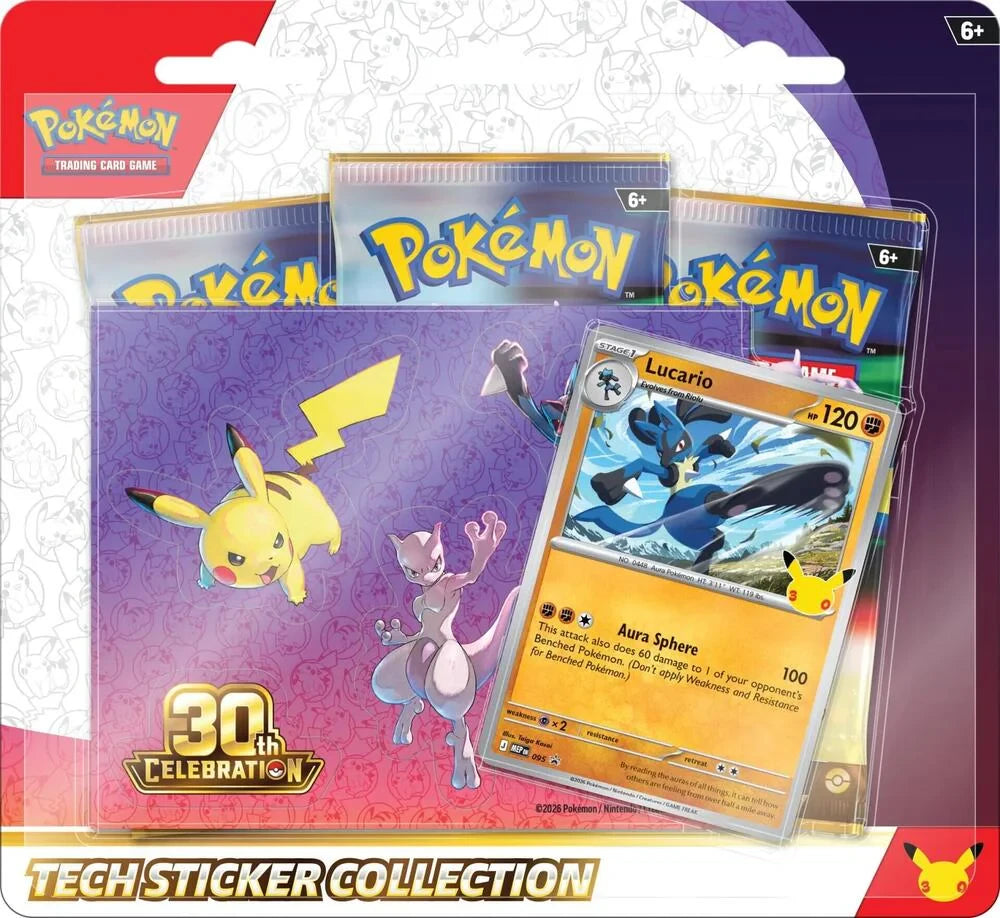 Pokemon - Mega Evolution - 30th Celebration - Lucario - Tech Sticker Collection - MAXIMUM 2 PER HOUSEHOLD