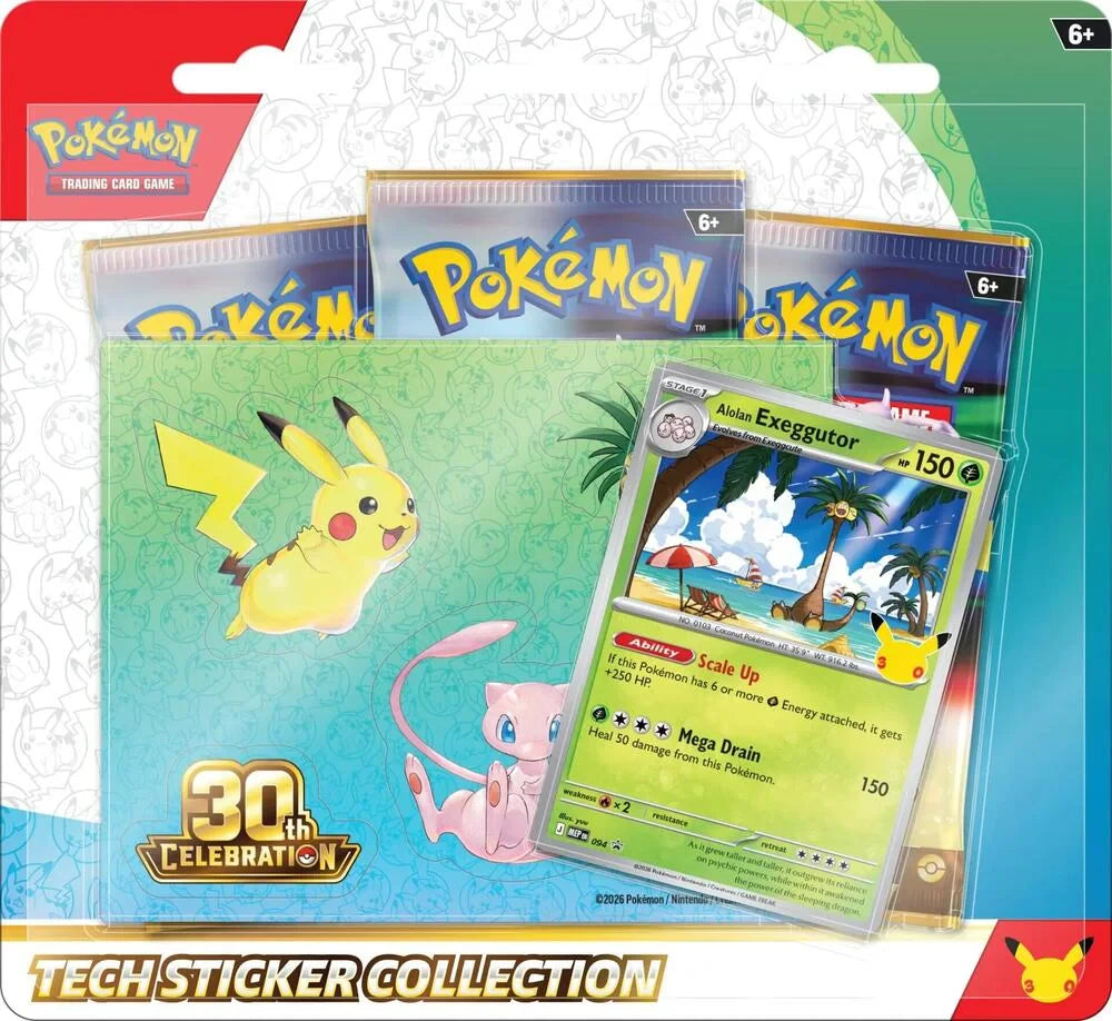 Pokemon - Mega Evolution - 30th Celebration - Alolan Exeggutor - Tech Sticker Collection - MAXIMUM 2 PER HOUSEHOLD