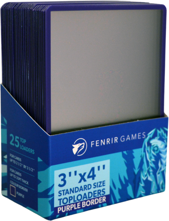 Fenrir Games Standard Size (3'' by 4'') Toploaders (25 count) - Purple Border