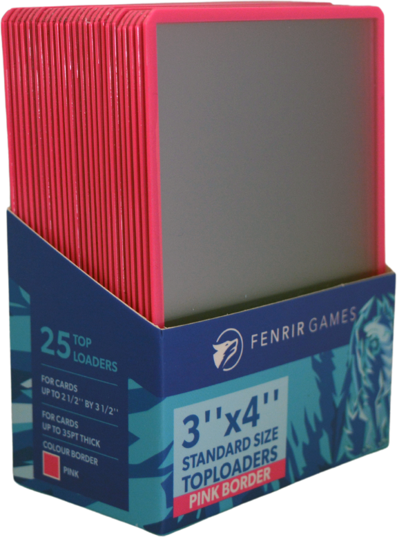 Fenrir Games Standard Size (3'' by 4'') Toploaders (25 count) - Pink Border