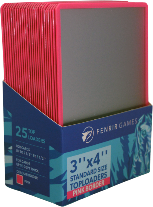 Fenrir Games Standard Size (3'' by 4'') Toploaders (25 count) - Pink Border