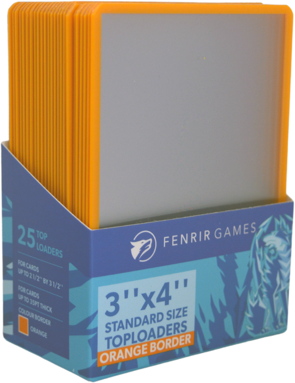 Fenrir Games Standard Size (3'' by 4'') Toploaders (25 count) - Orange Border