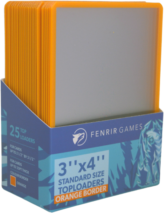 Fenrir Games Standard Size (3'' by 4'') Toploaders (25 count) - Orange Border