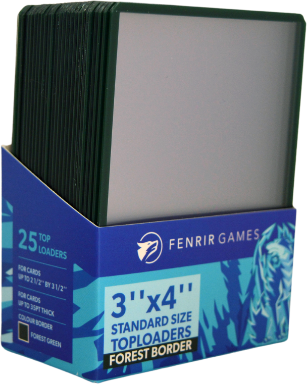 Fenrir Games Standard Size (3'' by 4'') Toploaders (25 count) - Forest Green Border