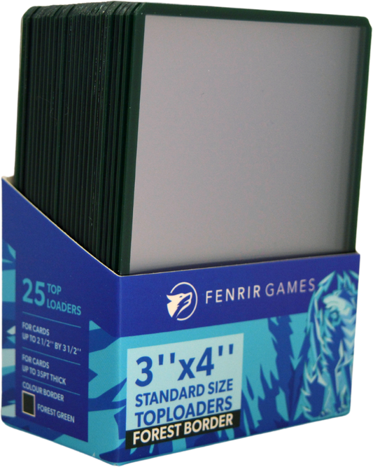 Fenrir Games Standard Size (3'' by 4'') Toploaders (25 count) - Forest Green Border