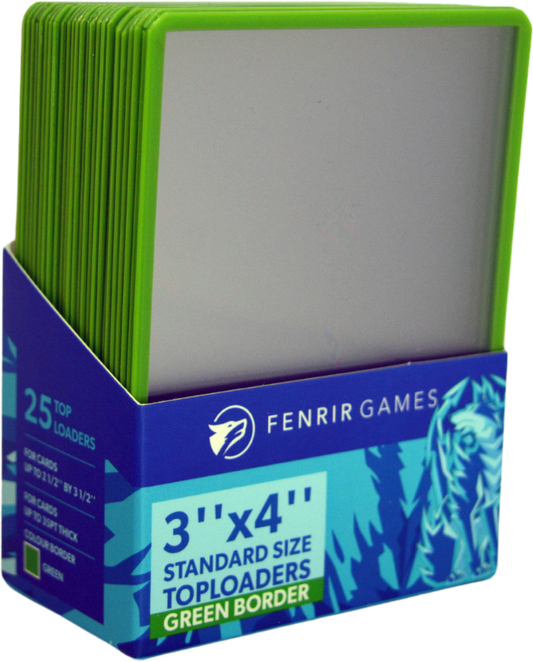 Fenrir Games Standard Size (3'' by 4'') Toploaders (25 count) - Green Border