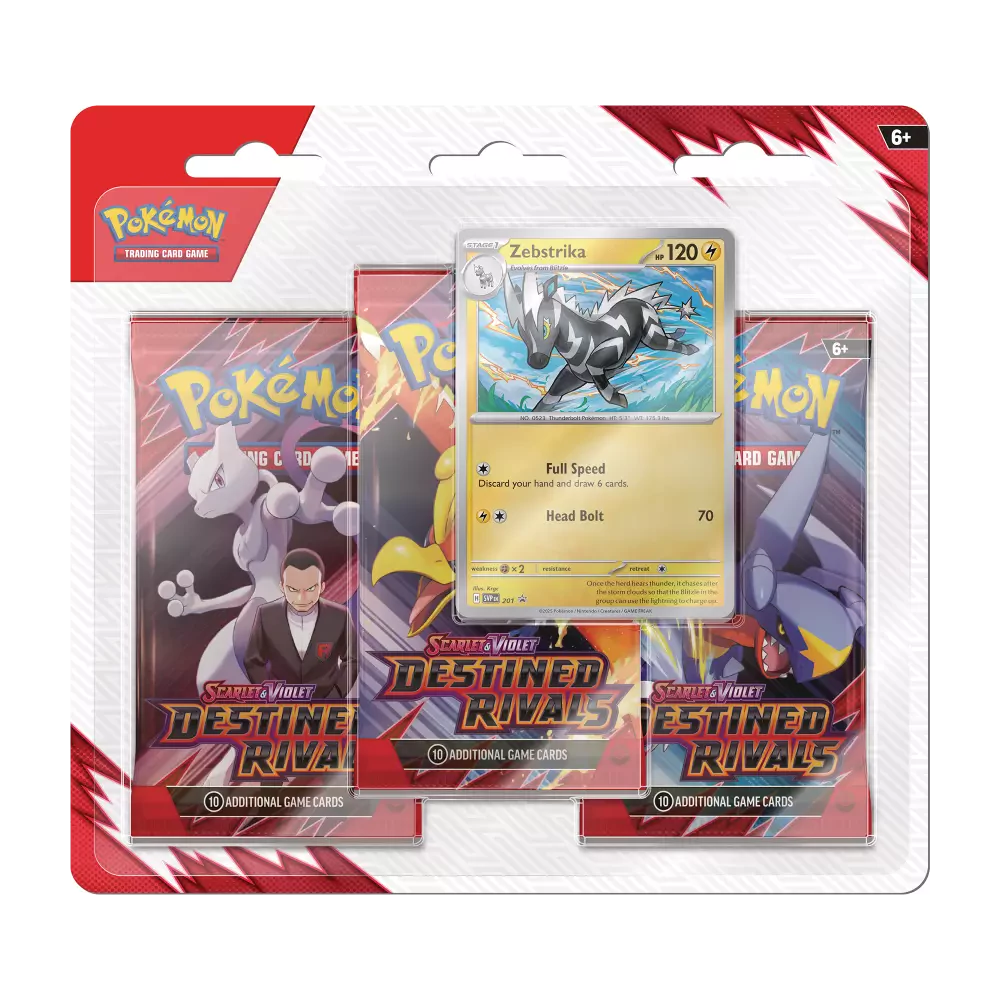 Pokemon - Scarlet & Violet - Destined Rivals - Zebstrika - 3-Pack Blister